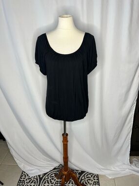 LASCANA for VENUS Black Blouse | Crisscross Back Top | Size M